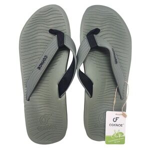 Coface‎ Mens Flip Flop Sandals Army Green Textured Footbed Size 11 NEW